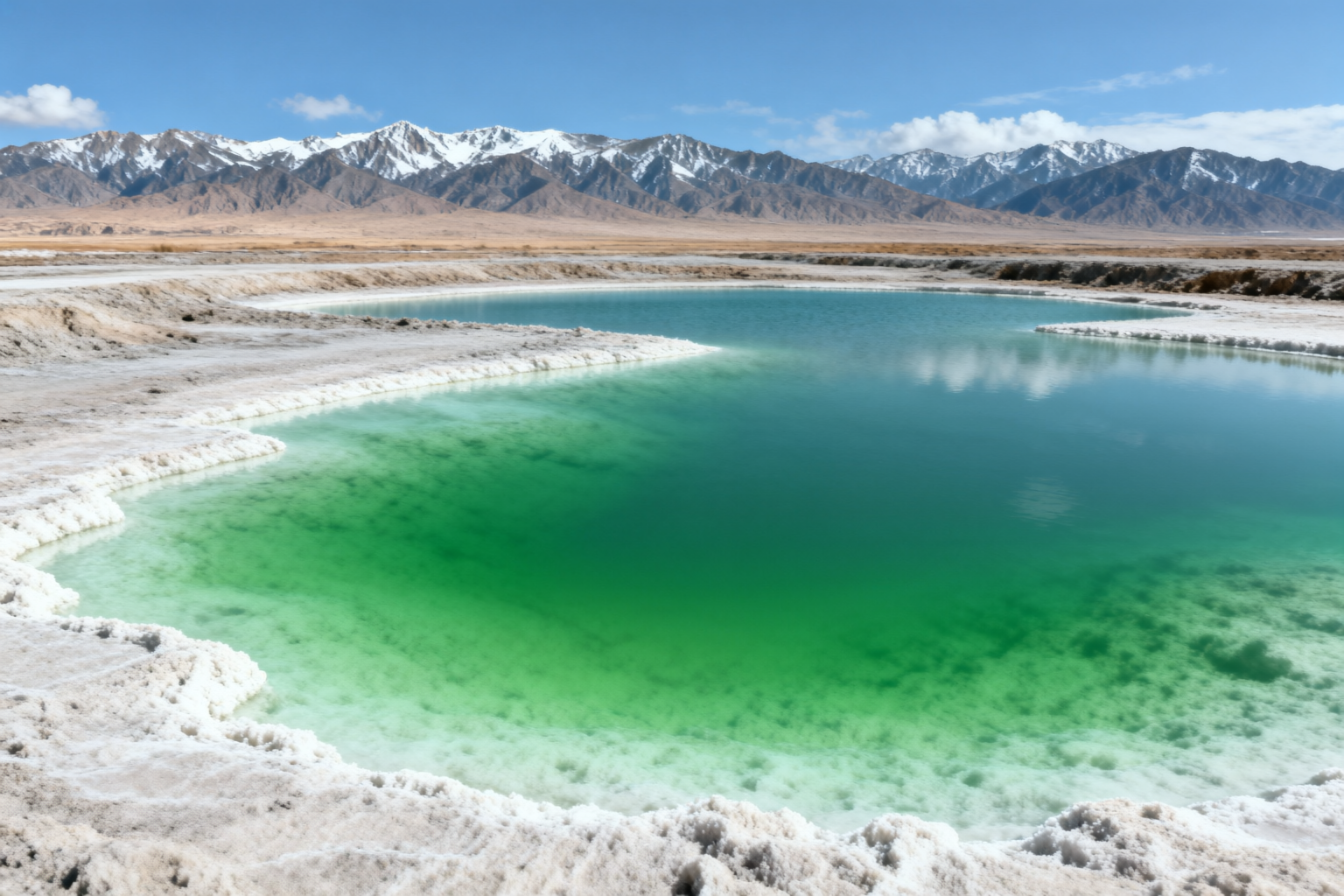 大柴旦翡翠湖碧绿水面