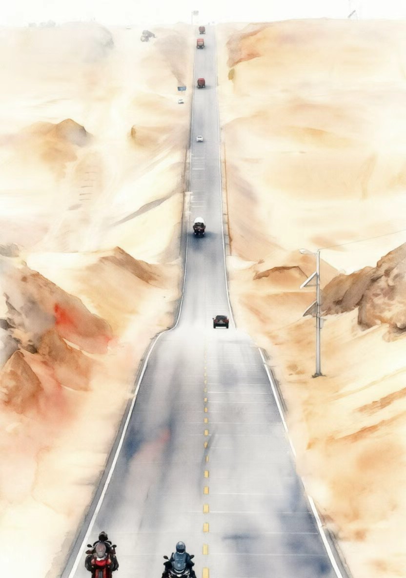 G315公路水彩画,青甘大环线网红U型公路